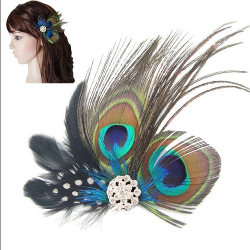 Comidox Hair Clip, Cute Peacock Feather with Rhinestones, Charming Peacock Headpiece Feather Hair Accessories for Women, Weddings, Parties, Halloween, Set of 2 - Image 3